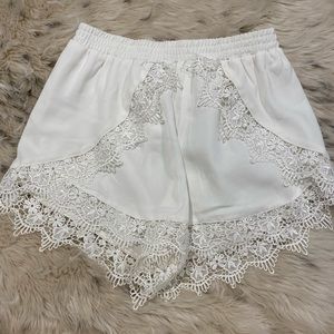 Tobi White Lace High-Waisted Shorts